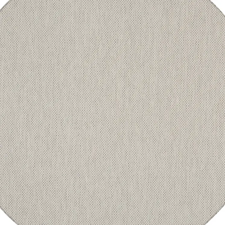 6' Ivory And Silver Round Geometric Indoor Outdoor Area Rug