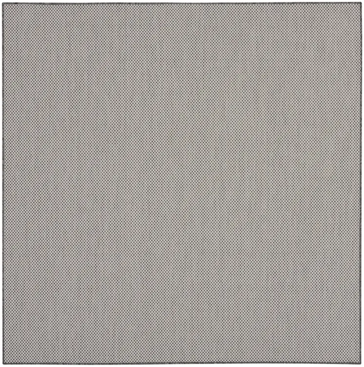 6' Ivory And Charcoal Square Geometric Indoor Outdoor Area Rug