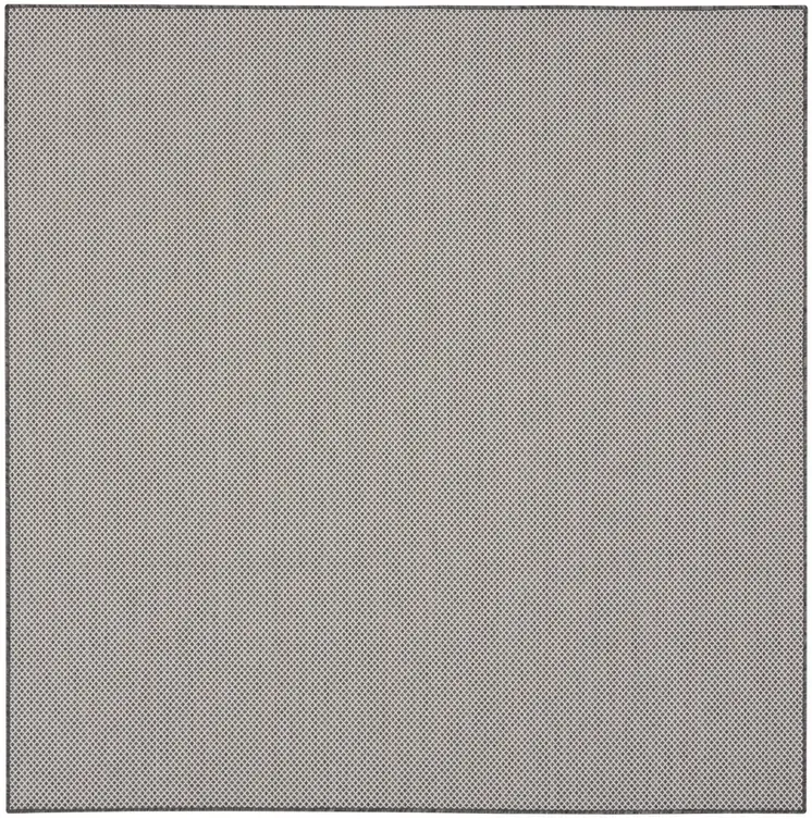 6' Ivory And Charcoal Square Geometric Indoor Outdoor Area Rug