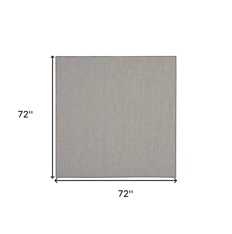 6' Ivory And Charcoal Square Geometric Indoor Outdoor Area Rug