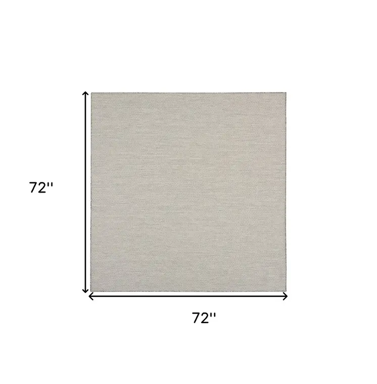 6' Ivory And Silver Square Geometric Indoor Outdoor Area Rug