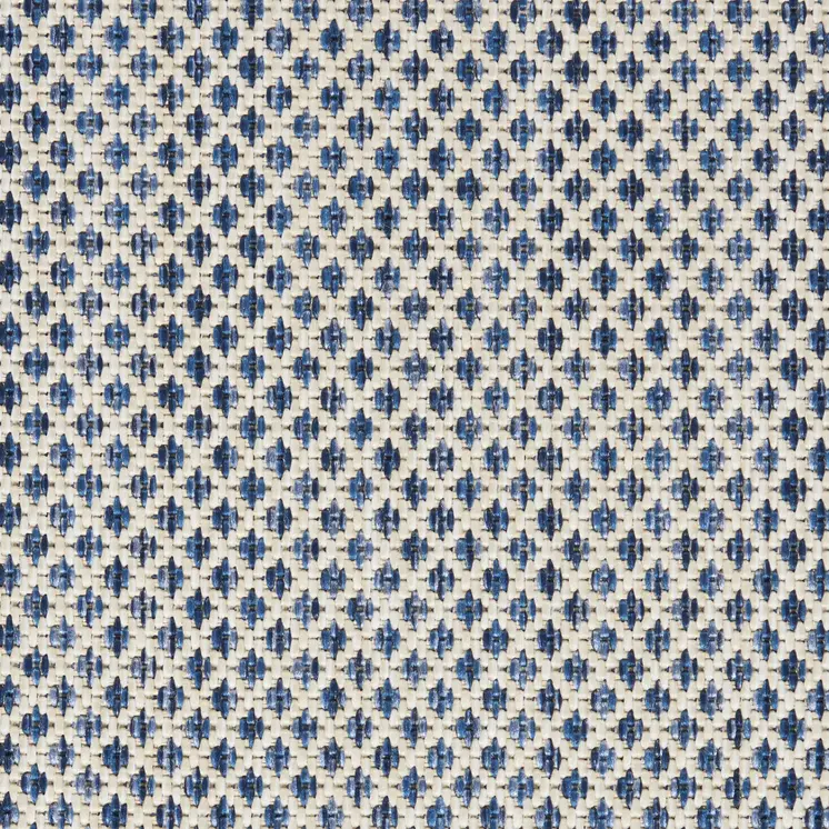 6' Ivory And Blue Square Geometric Indoor Outdoor Area Rug