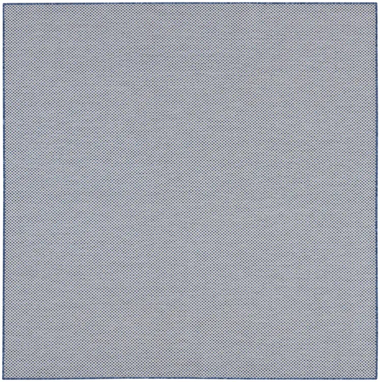6' Ivory And Blue Square Geometric Indoor Outdoor Area Rug