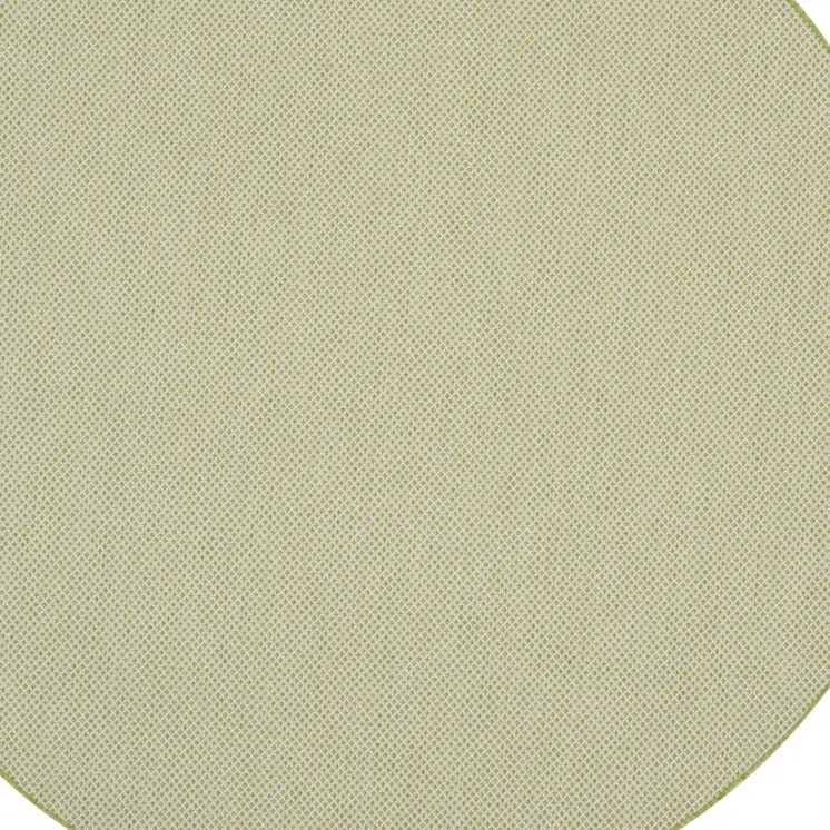 6' Ivory And Green Round Geometric Indoor Outdoor Area Rug