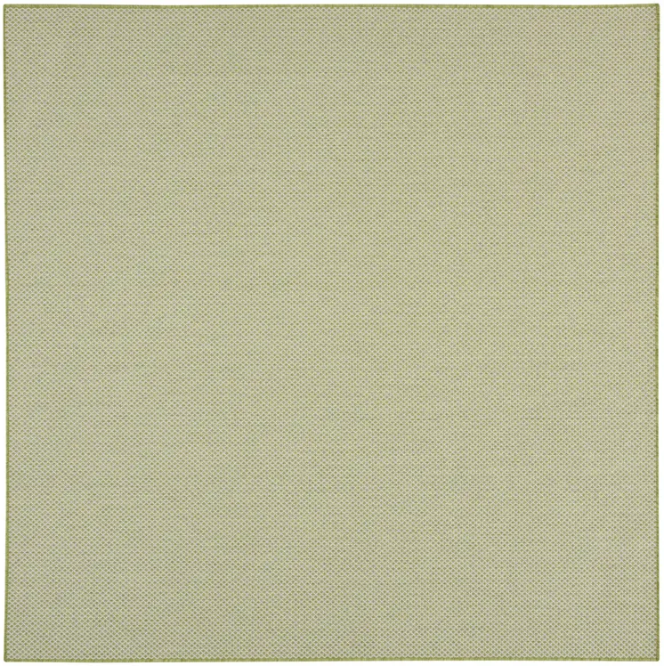 6' Ivory And Green Square Geometric Indoor Outdoor Area Rug