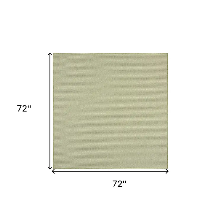 6' Ivory And Green Square Geometric Indoor Outdoor Area Rug