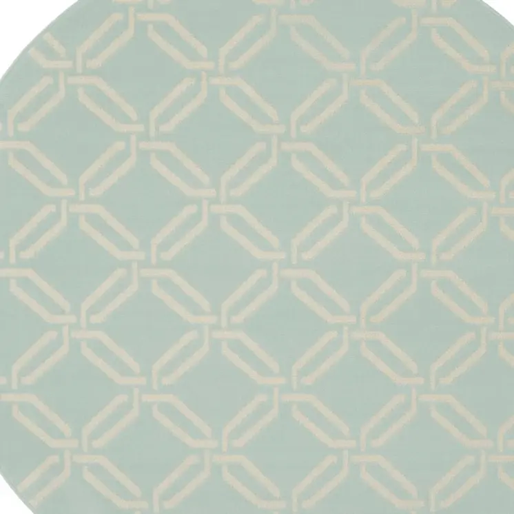 5' Gray and Beige Trellis Round Rug