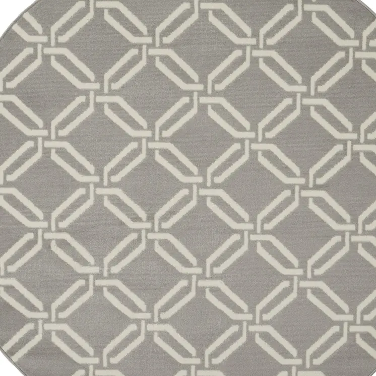 5' Gray and Beige Trellis Round Rug
