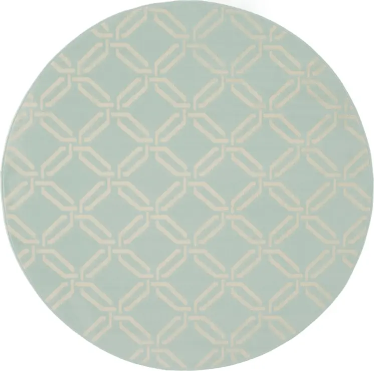5' Beige and Green Trellis Round Rug