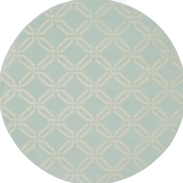 5' Beige and Green Trellis Round Rug