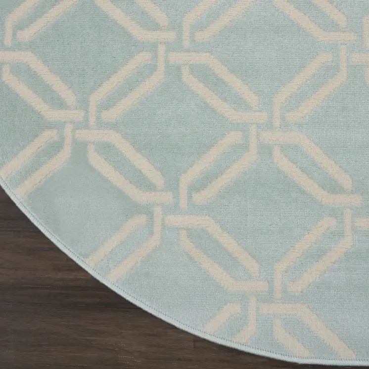 5' Beige and Green Trellis Round Rug