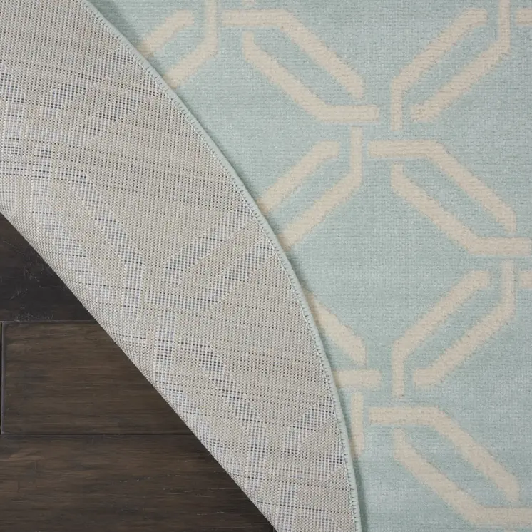 5' Beige and Green Trellis Round Rug