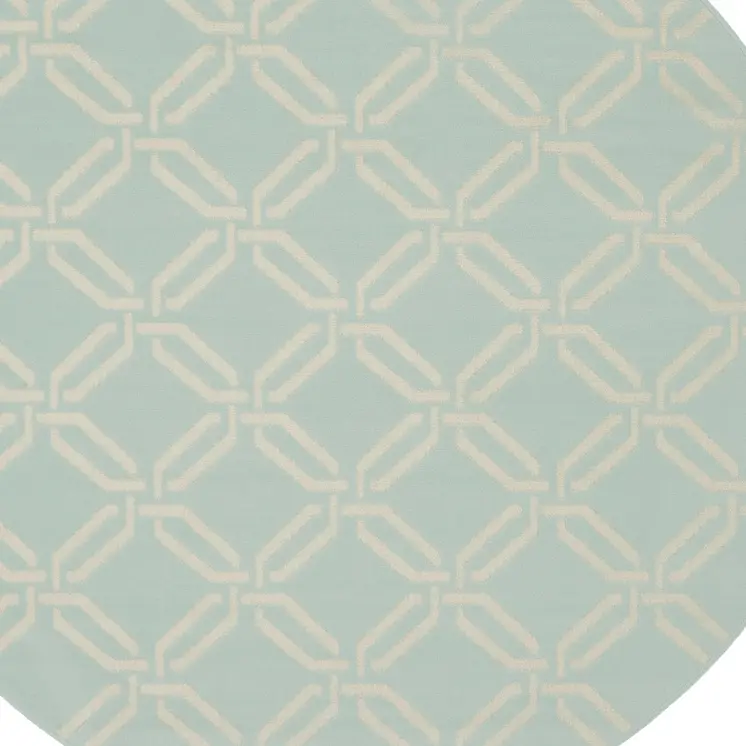 5' Beige and Green Trellis Round Rug