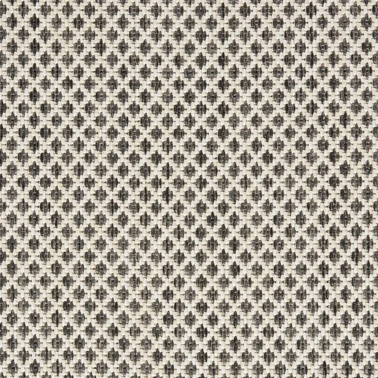 5' Ivory And Charcoal Round Geometric Indoor Outdoor Area Rug
