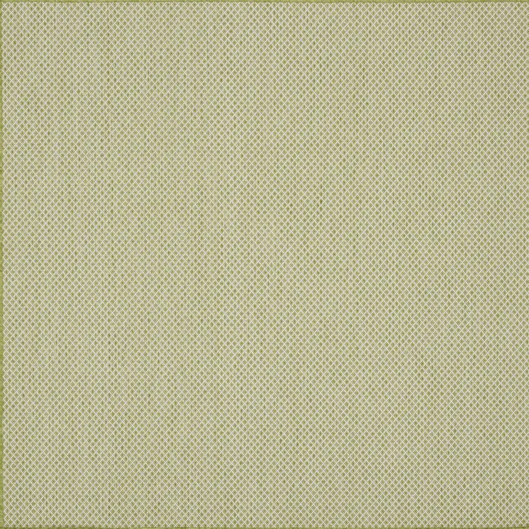 5' Ivory And Green Square Geometric Indoor Outdoor Area Rug
