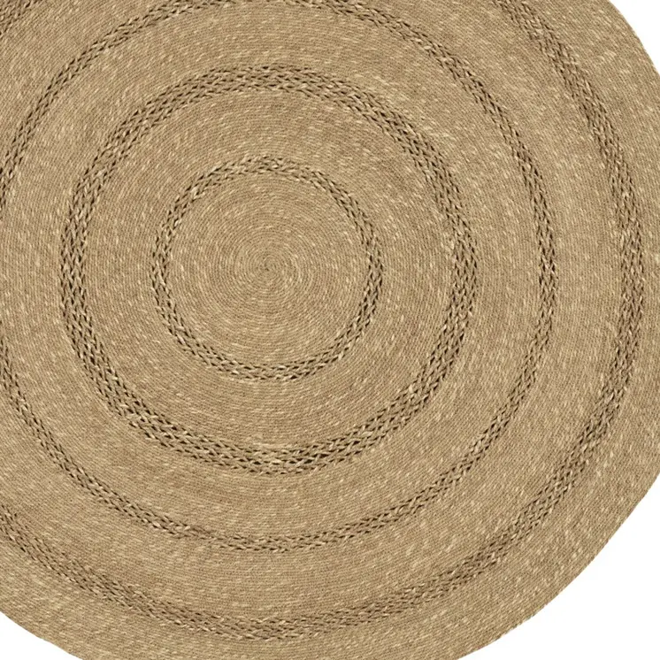 3' Natural And Brown Round Handmade Indoor Outdoor Area Rug