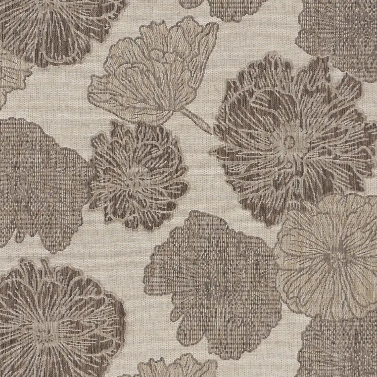 5' X 7' Natural And Ivory Floral Indoor Outdoor Area Rug