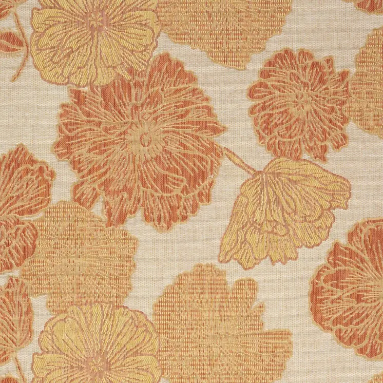 4' X 6' Coral And Beige Floral Indoor Outdoor Area Rug