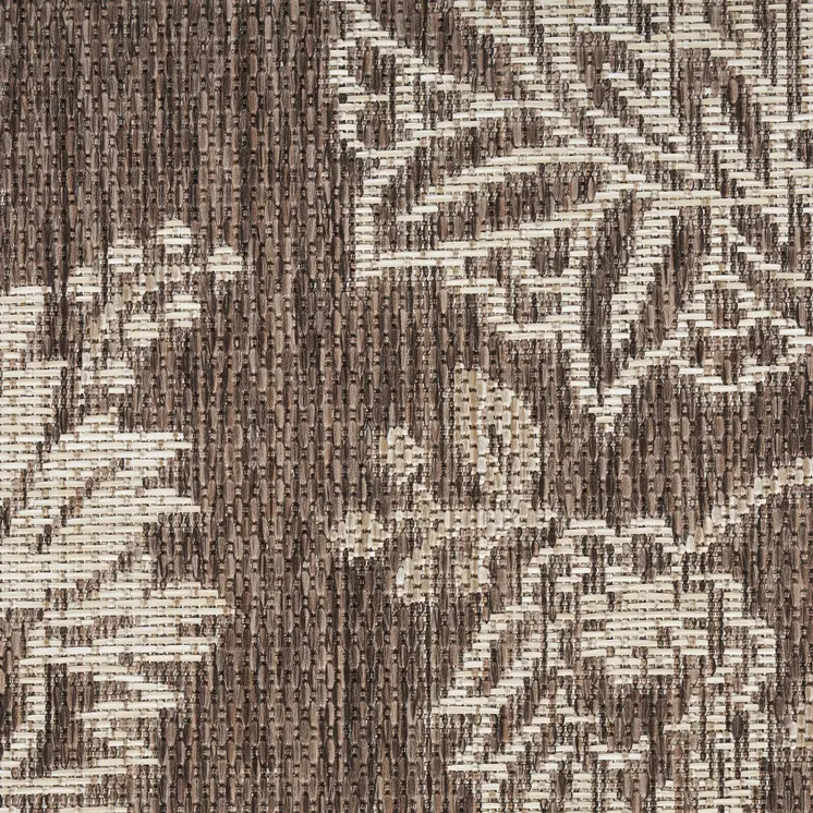 4' X 6' Brown And Ivory Floral Indoor Outdoor Area Rug
