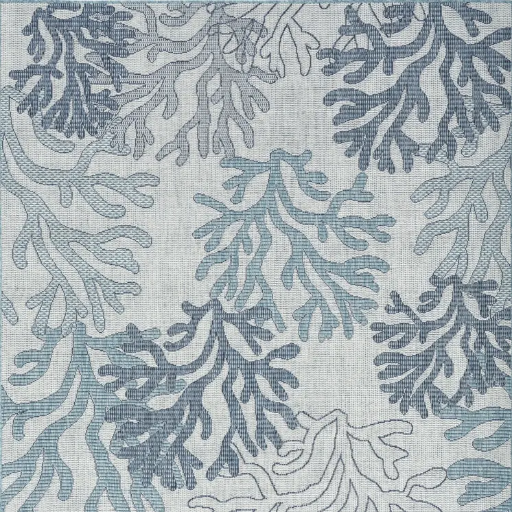 5' X 7' Navy Blue Ivory And Blue Nautical Indoor Outdoor Area Rug