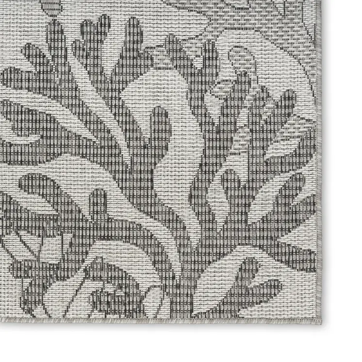 5' X 7' Gray Black And Ivory Nautical Indoor Outdoor Area Rug