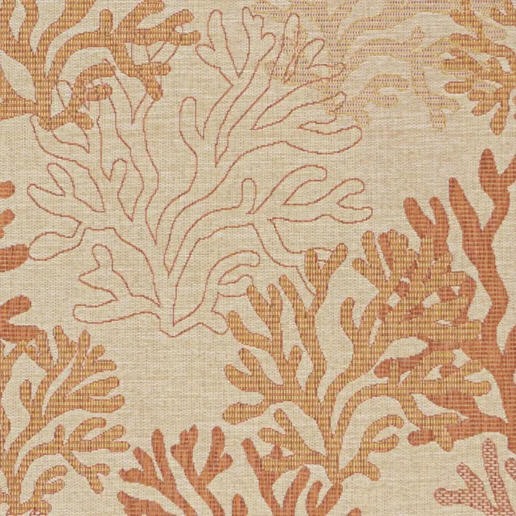 5' X 7' Coral And Beige Nautical Indoor Outdoor Area Rug
