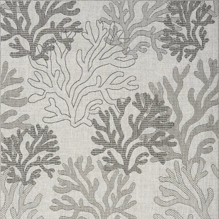 4' X 6' Gray Black And Ivory Nautical Indoor Outdoor Area Rug