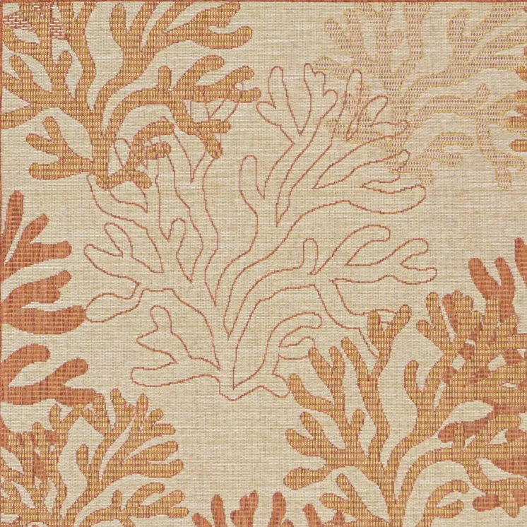 4' X 6' Coral And Beige Nautical Indoor Outdoor Area Rug