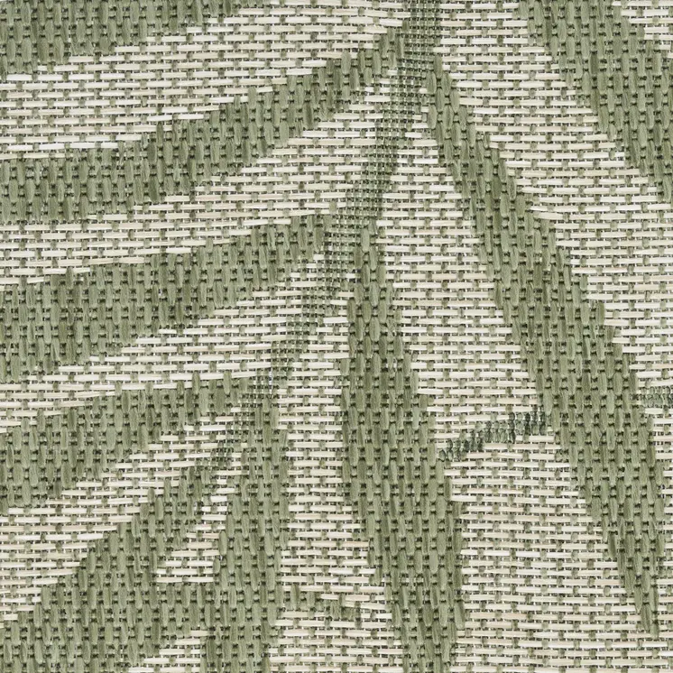 5' X 7' Ivory And Green Palm Leaf Indoor Outdoor Area Rug