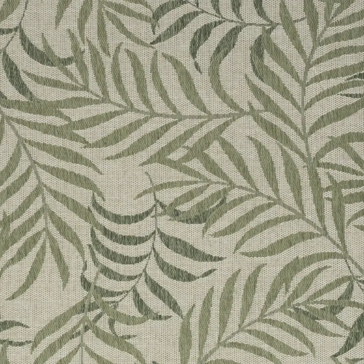 5' X 7' Ivory And Green Palm Leaf Indoor Outdoor Area Rug