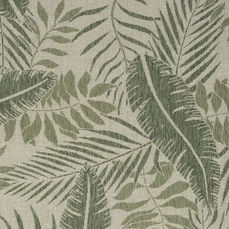 5' X 7' Ivory And Green Palm Leaf Indoor Outdoor Area Rug