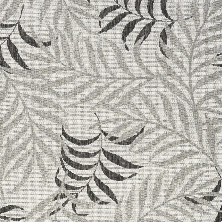 5' X 7' Gray Black And Ivory Palm Leaf Indoor Outdoor Area Rug