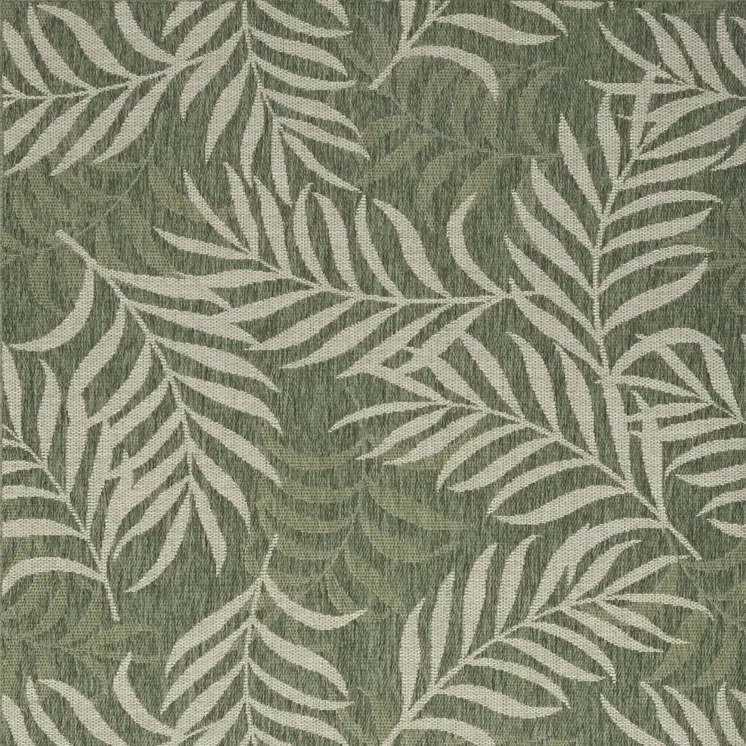 5' X 7' Ivory And Green Palm Leaf Indoor Outdoor Area Rug