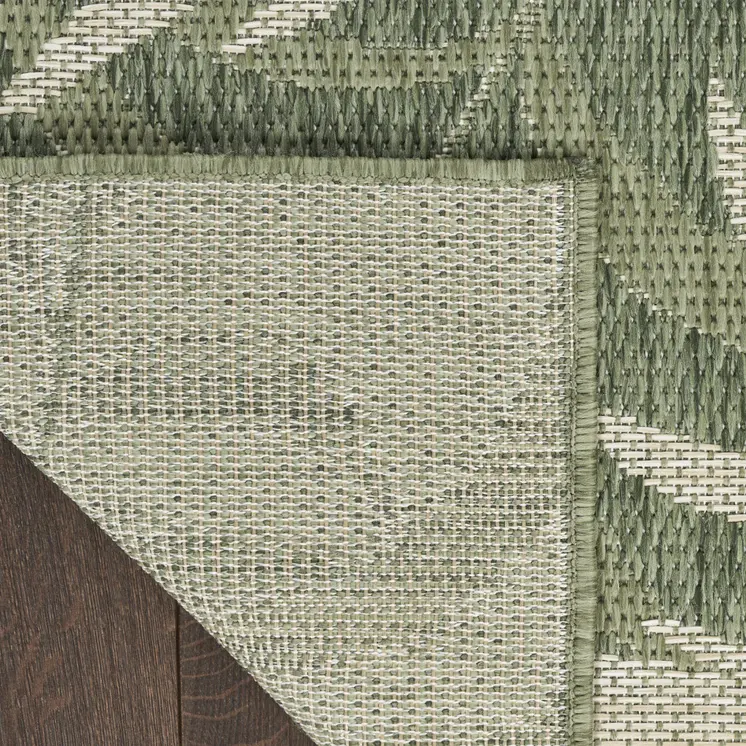 5' X 7' Ivory And Green Palm Leaf Indoor Outdoor Area Rug