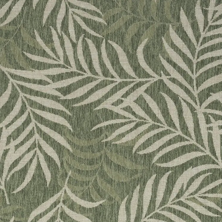5' X 7' Ivory And Green Palm Leaf Indoor Outdoor Area Rug