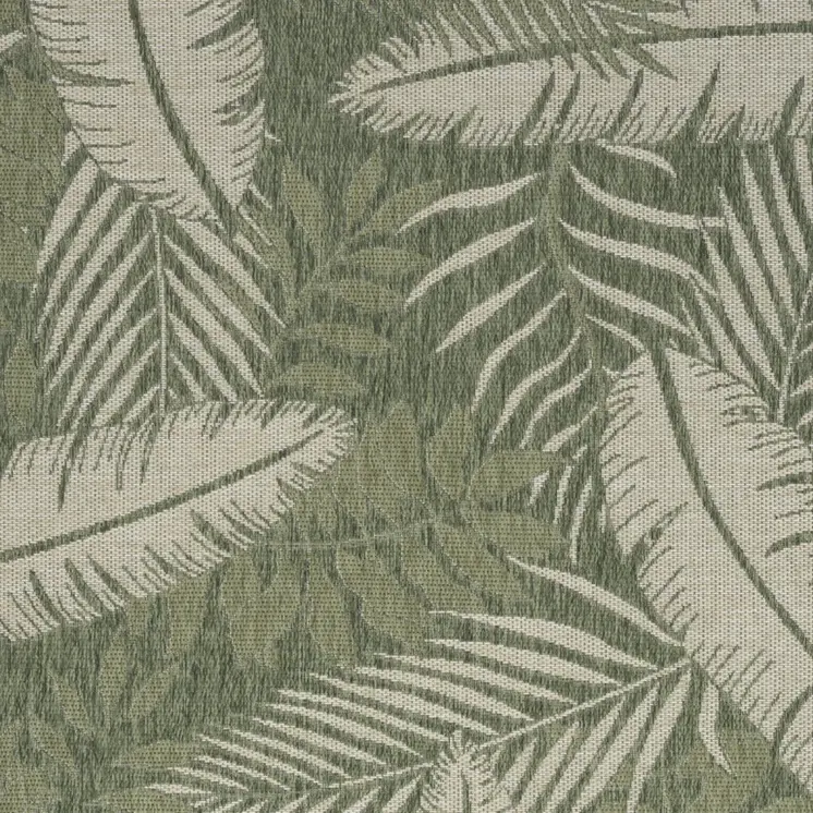 5' X 7' Ivory And Green Palm Leaf Indoor Outdoor Area Rug