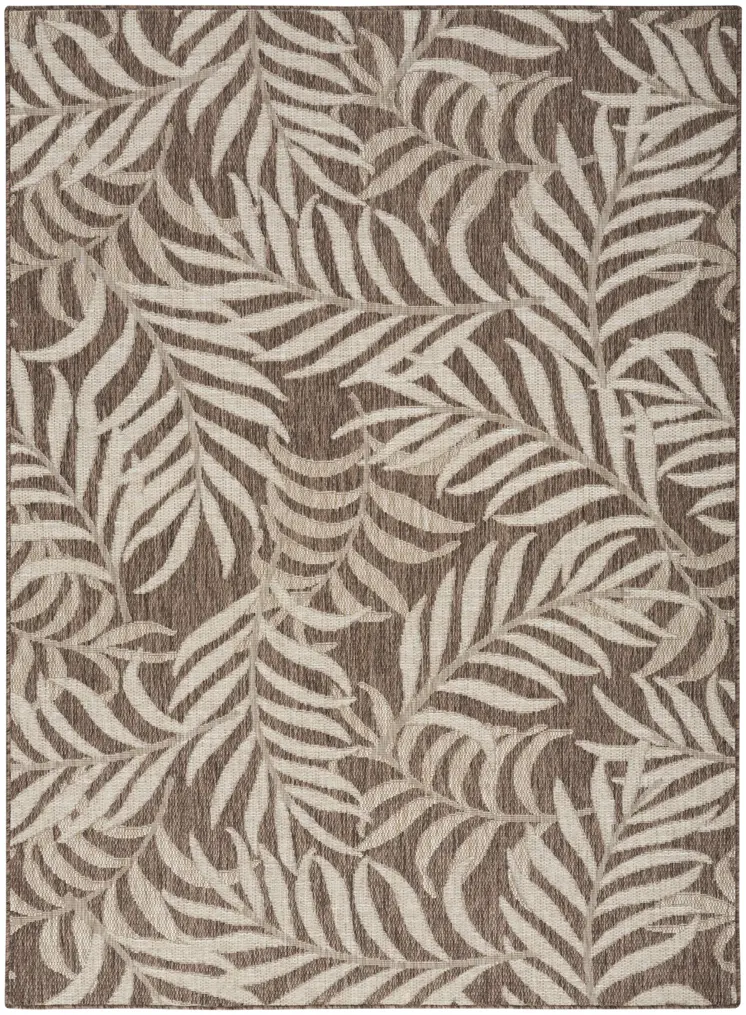 4' X 6' Brown And Ivory Palm Leaf Indoor Outdoor Area Rug
