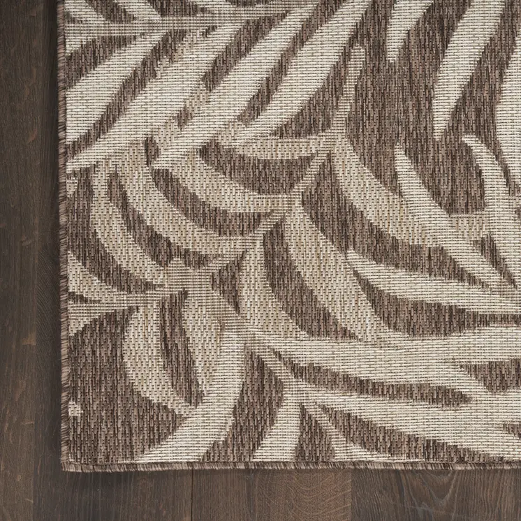 4' X 6' Brown And Ivory Palm Leaf Indoor Outdoor Area Rug