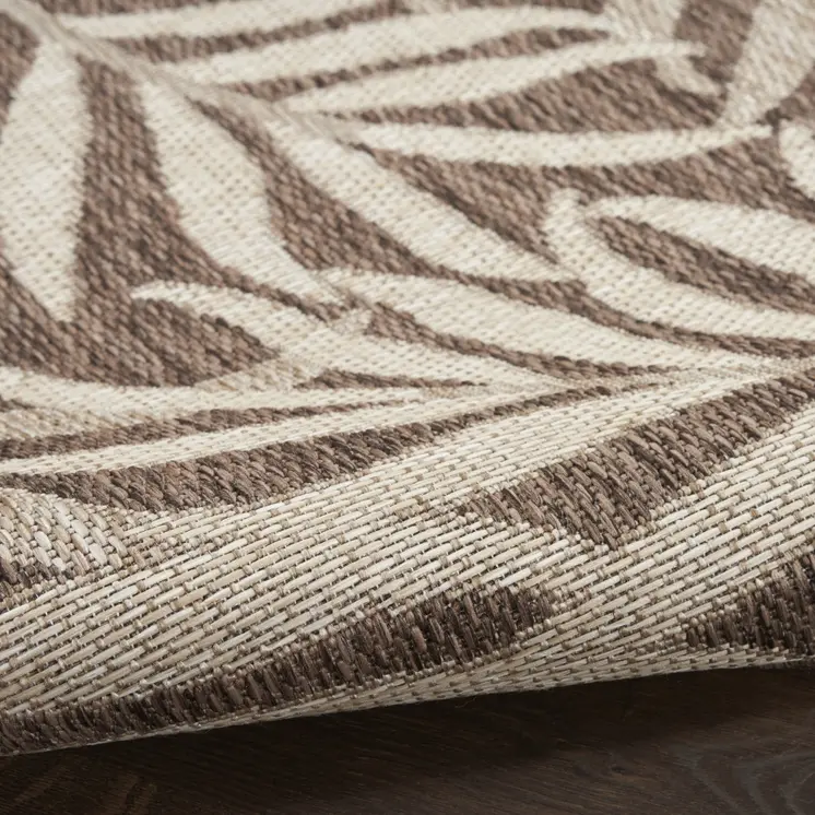 4' X 6' Brown And Ivory Palm Leaf Indoor Outdoor Area Rug