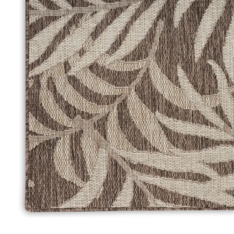 4' X 6' Brown And Ivory Palm Leaf Indoor Outdoor Area Rug