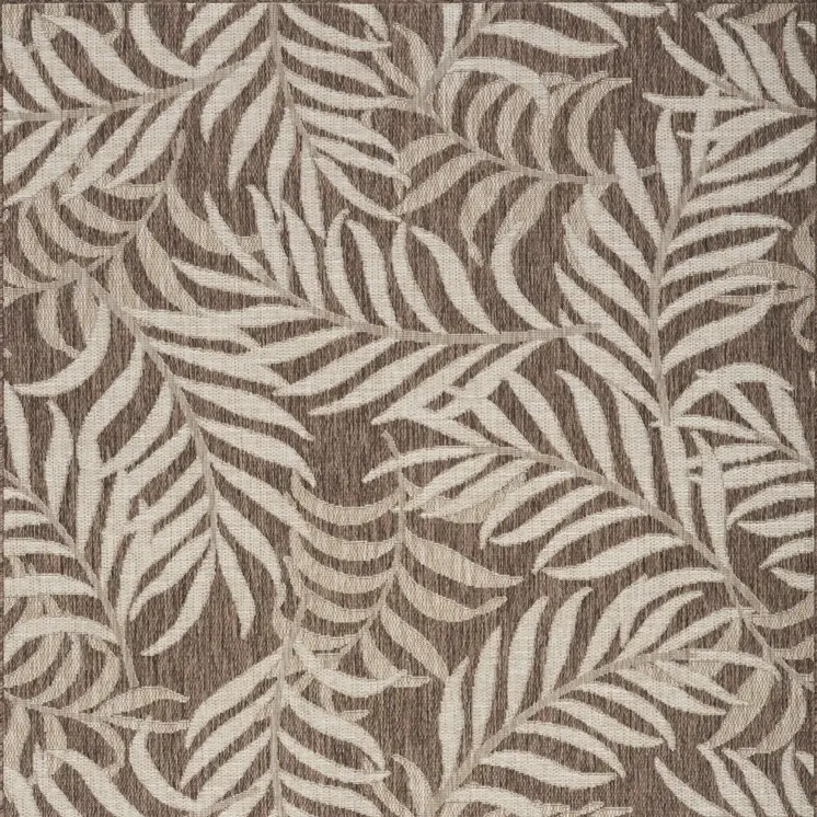 4' X 6' Brown And Ivory Palm Leaf Indoor Outdoor Area Rug