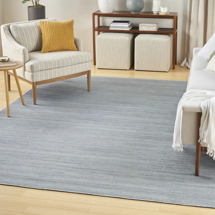9' X 12' Aqua Abstract Washable Area Rug
