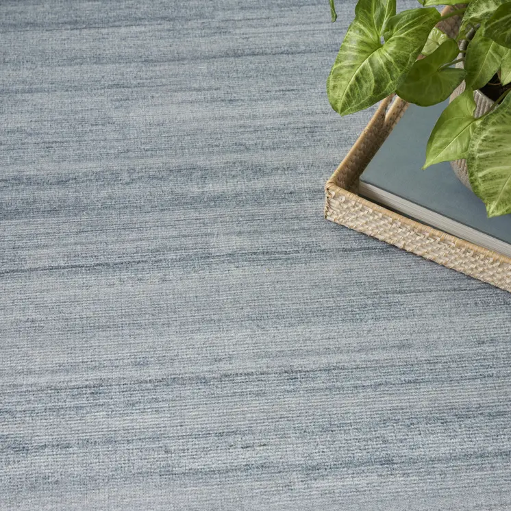 9' X 12' Aqua Abstract Washable Area Rug