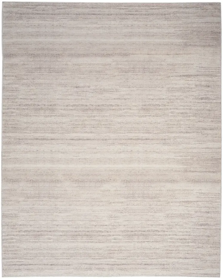9' X 12' Ivory and Light Brown Abstract Washable Area Rug