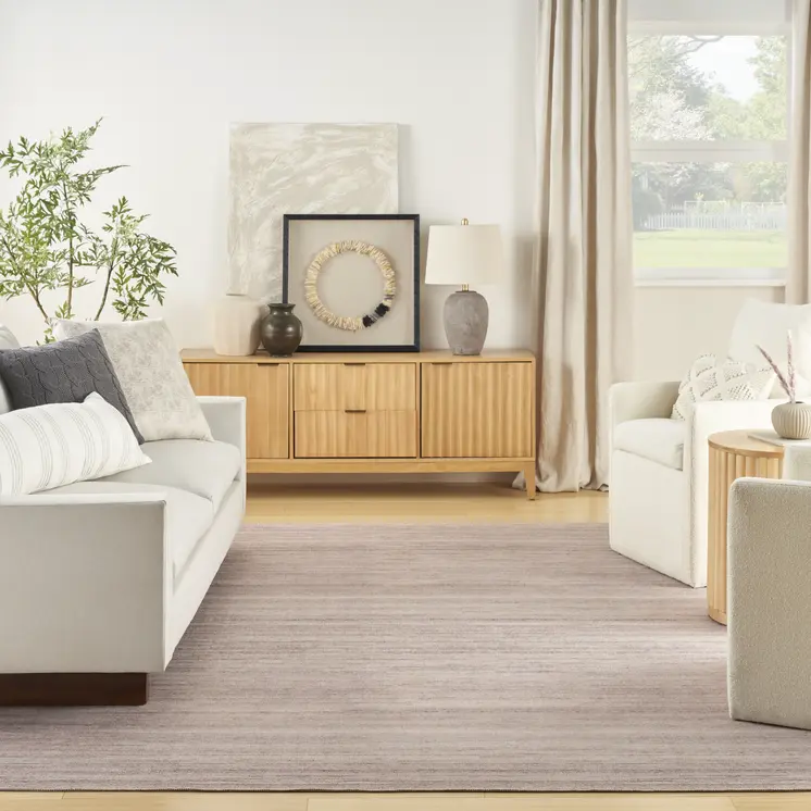 9' X 12' Ivory and Light Brown Abstract Washable Area Rug