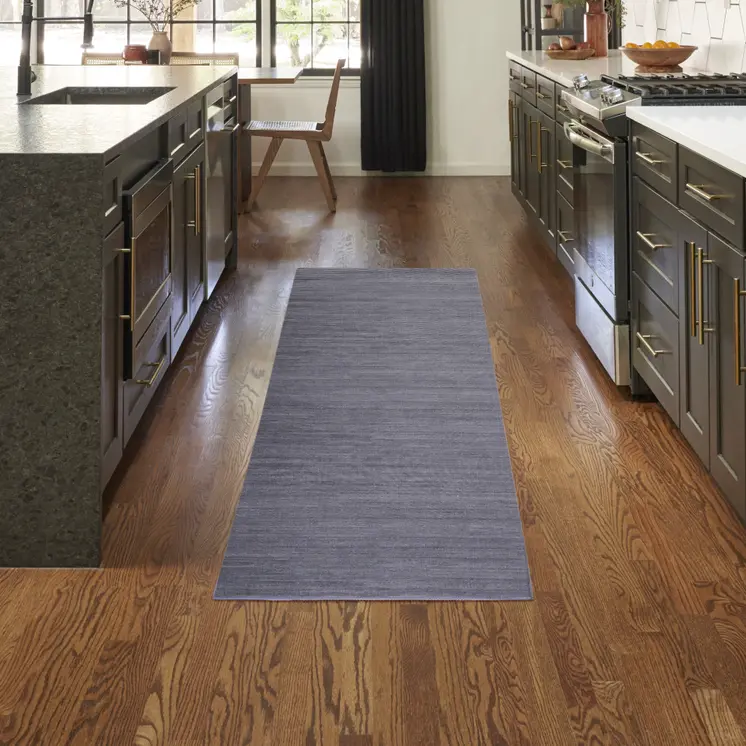 10' Navy Blue Abstract Washable Runner Rug