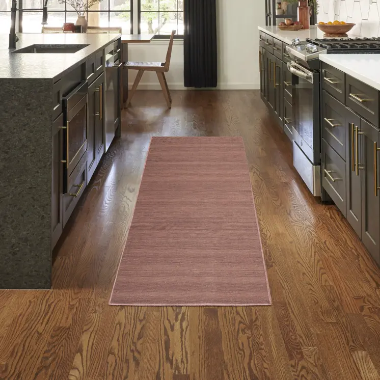 10' Brown Abstract Washable Runner Rug