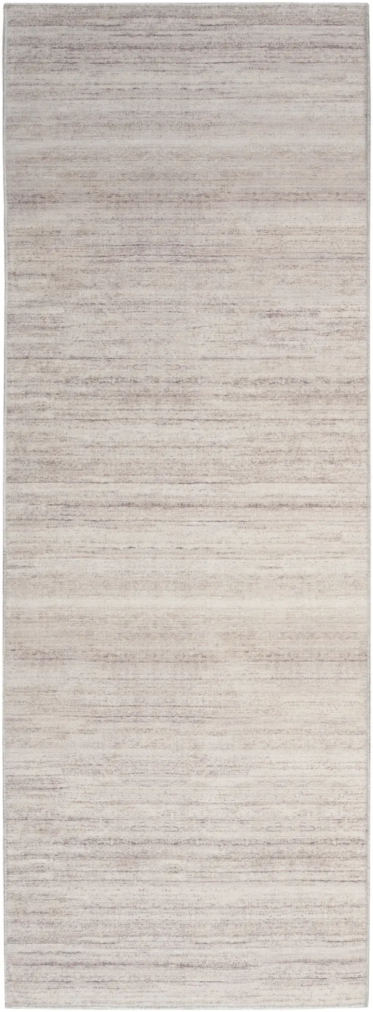10' Ivory and Light Brown Abstract Washable Runner Rug