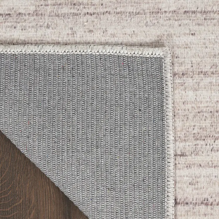 10' Ivory and Light Brown Abstract Washable Runner Rug