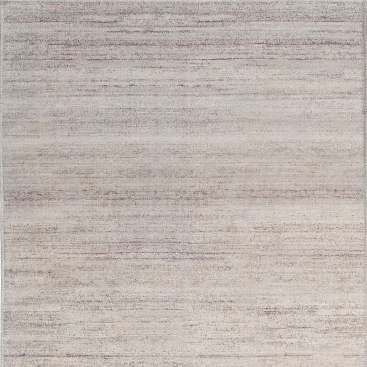 10' Ivory and Light Brown Abstract Washable Runner Rug